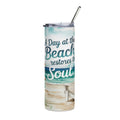 Beach Quote Stainless Steel Tumbler – “A Day at the Beach Restores the Soul” 20oz