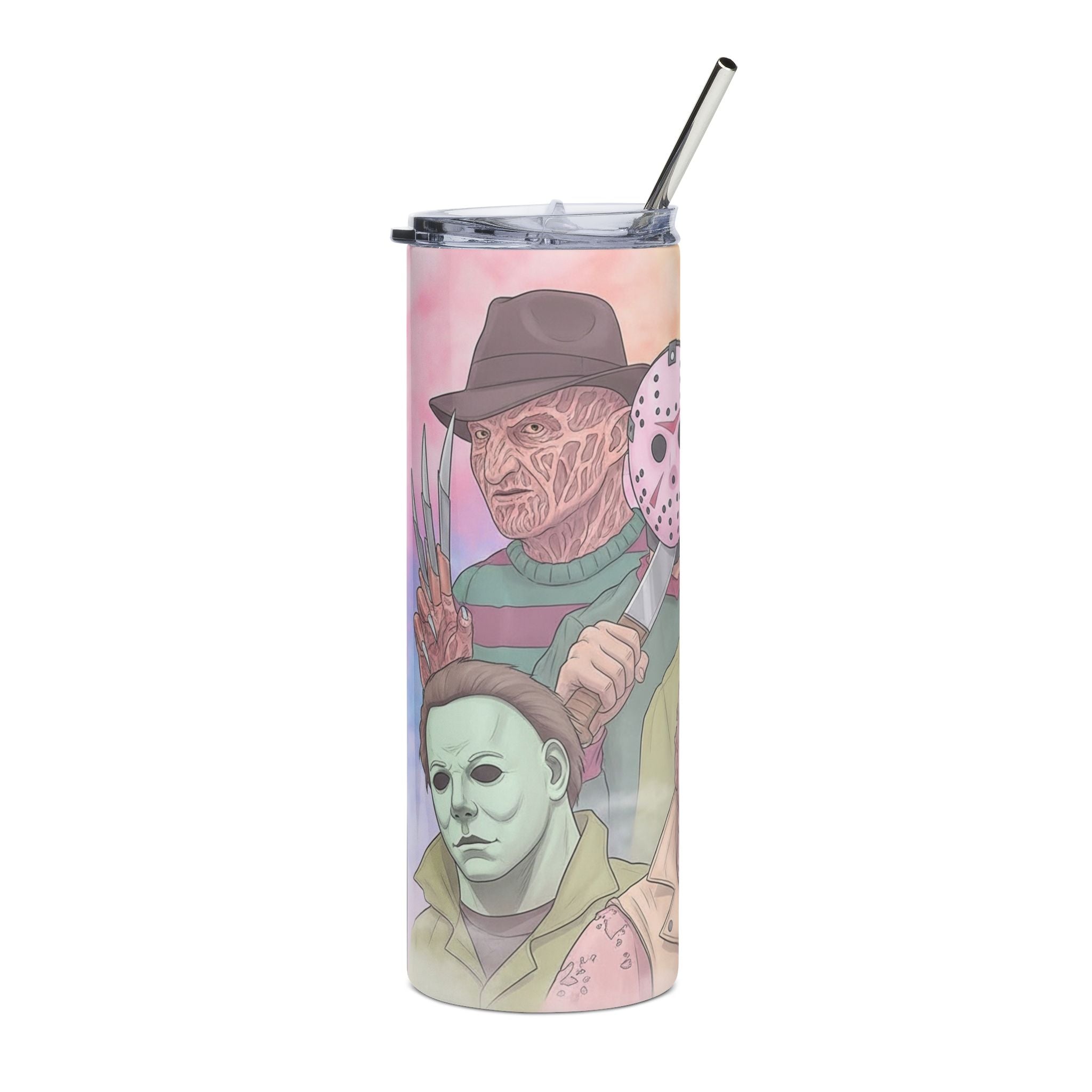 Horror Icons 20oz Stainless Steel Tumbler — Freddy, Jason & Michael Graphic Travel Cup