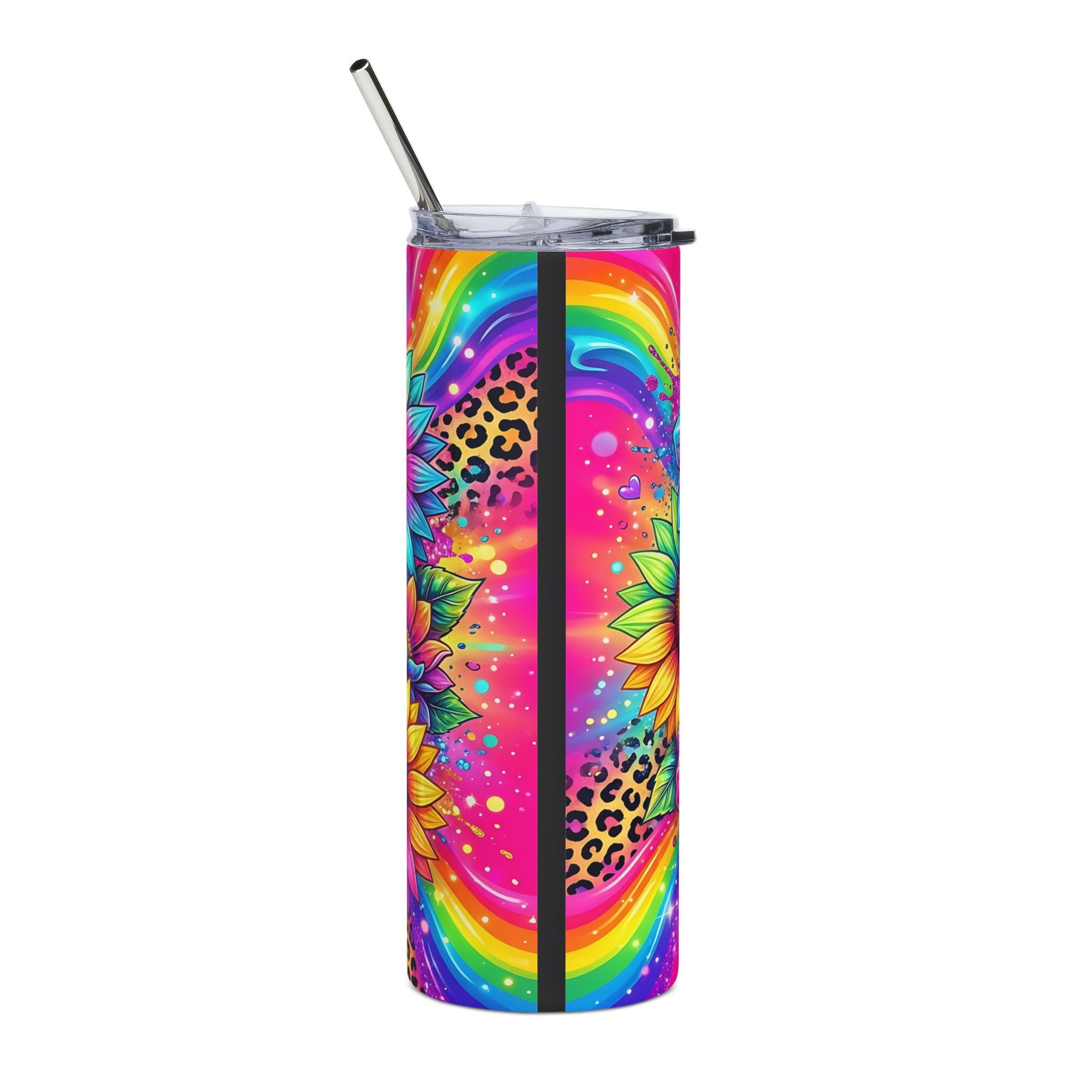 20oz Stainless Tumbler — “I'm Just WTF-ing My Way Through Life” Colorful Floral Rainbow Design