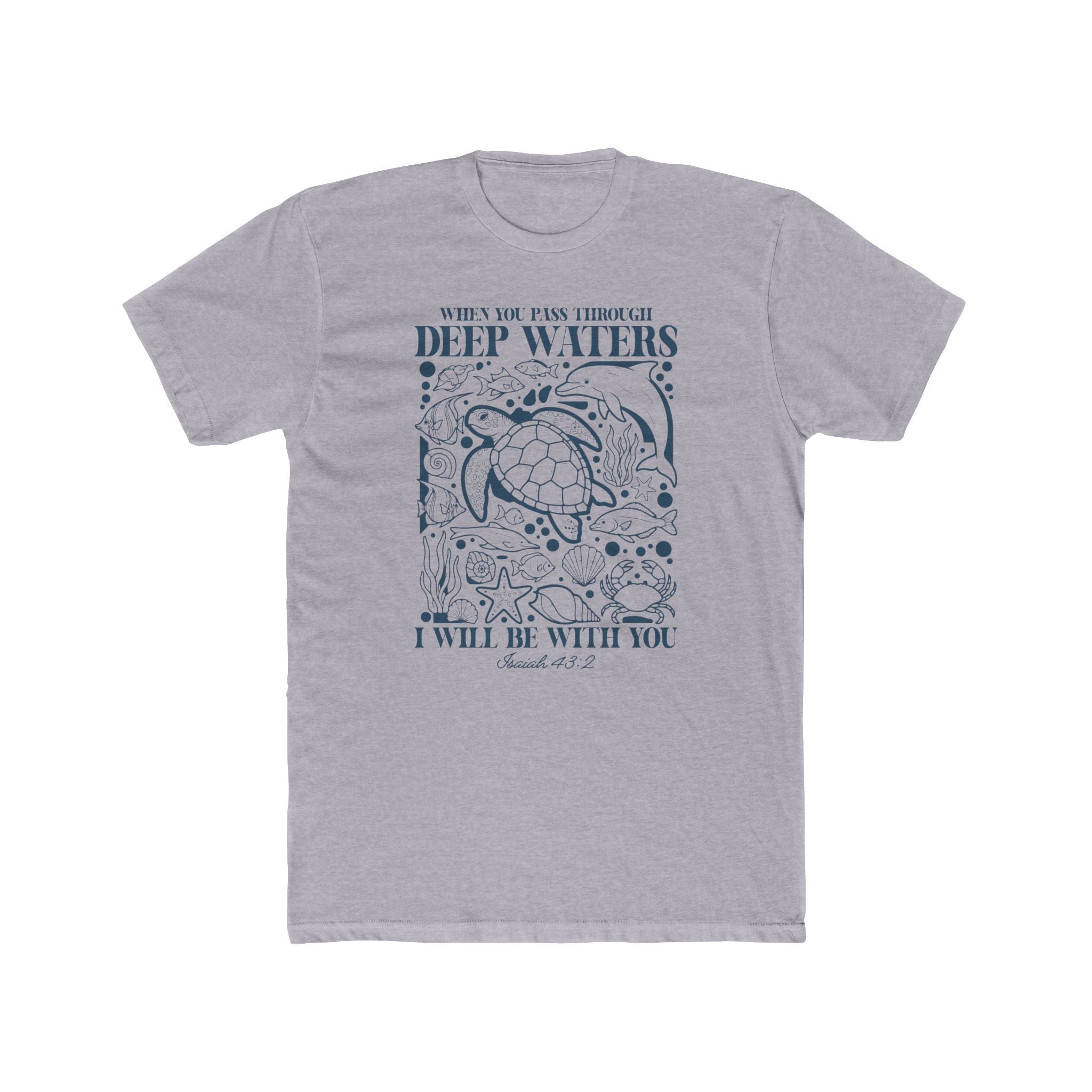 Deep Waters Sea Turtle T-Shirt — "When You Pass Through Deep Waters I Will Be With You" Inspirational Christian Tee