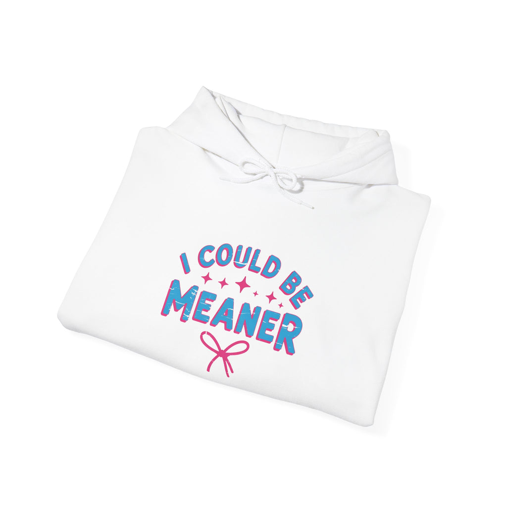 I Could Be Meaner Hoodie — Playful Pink & Blue Graphic Pullover