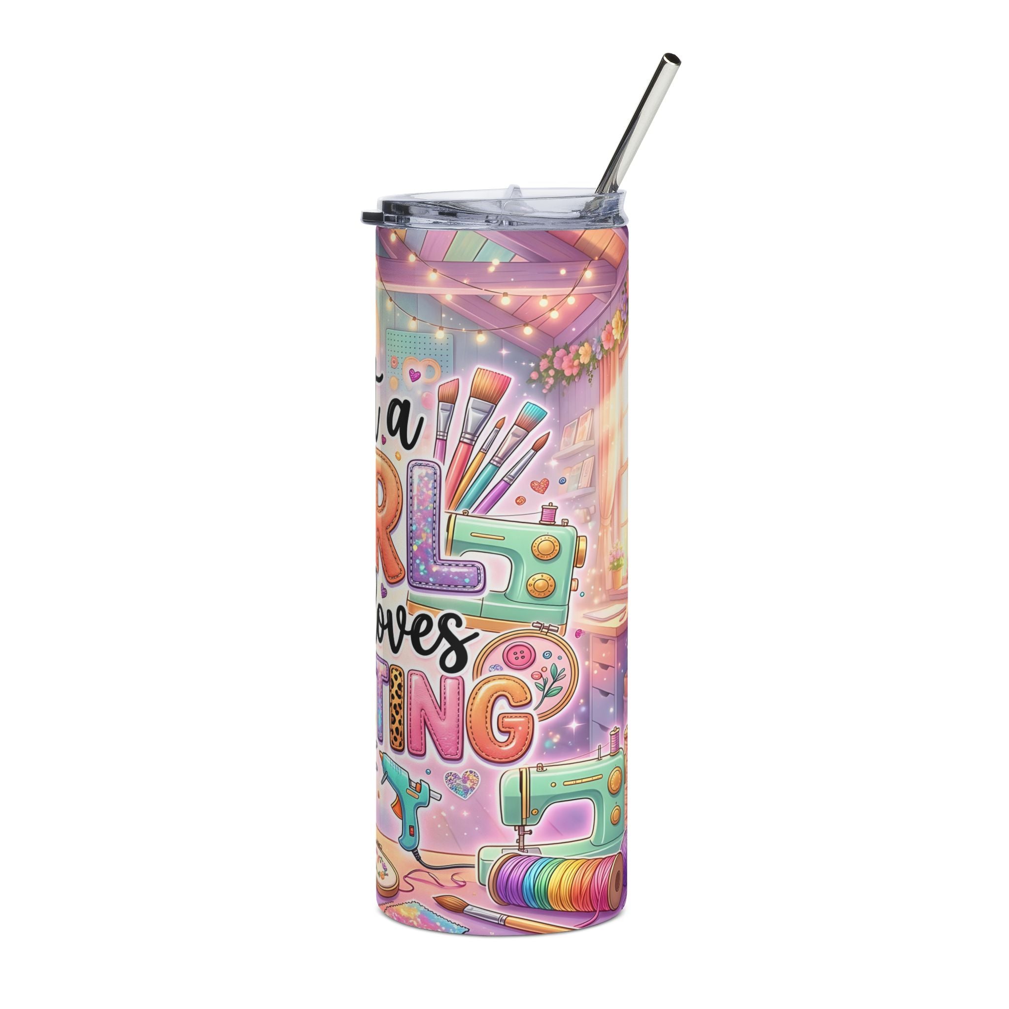 Crafting Lover 20oz Stainless Steel Tumbler — "Just a Girl Who Loves Crafting"