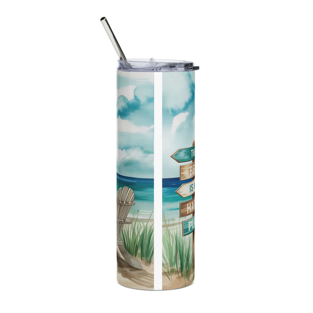 Beach Quote Stainless Steel Tumbler – “A Day at the Beach Restores the Soul” 20oz