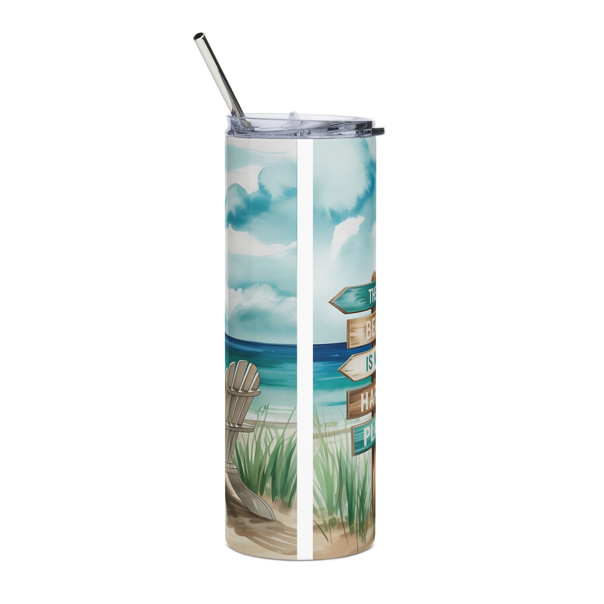 Beach Quote Stainless Steel Tumbler – “A Day at the Beach Restores the Soul” 20oz