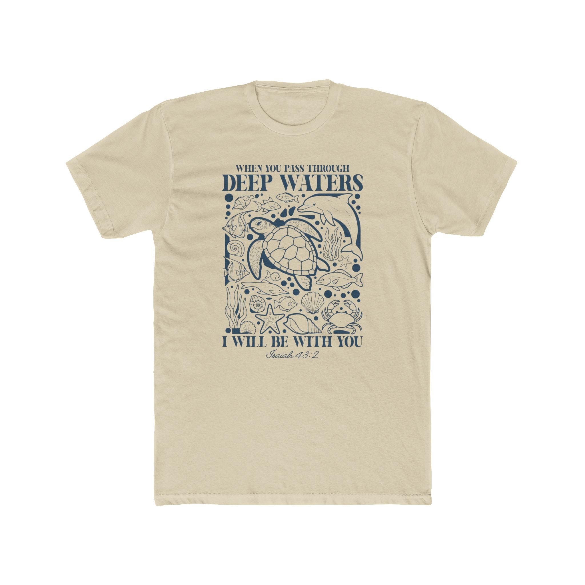 Deep Waters Sea Turtle T-Shirt — "When You Pass Through Deep Waters I Will Be With You" Inspirational Christian Tee