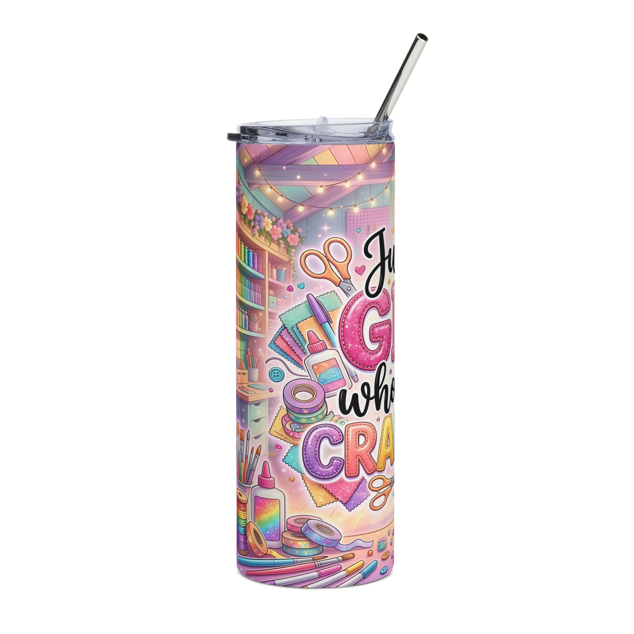Crafting Lover 20oz Stainless Steel Tumbler — "Just a Girl Who Loves Crafting"