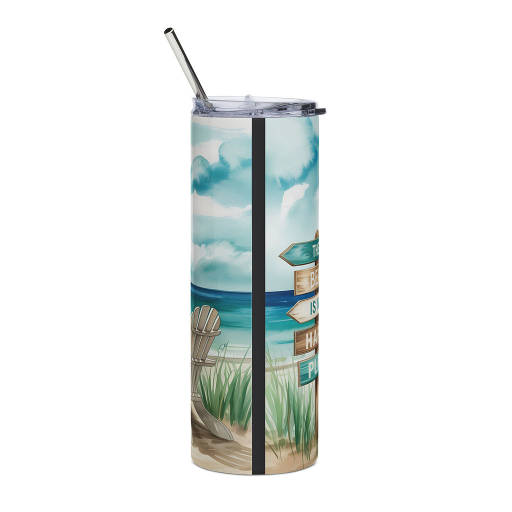Beach Quote Stainless Steel Tumbler – “A Day at the Beach Restores the Soul” 20oz