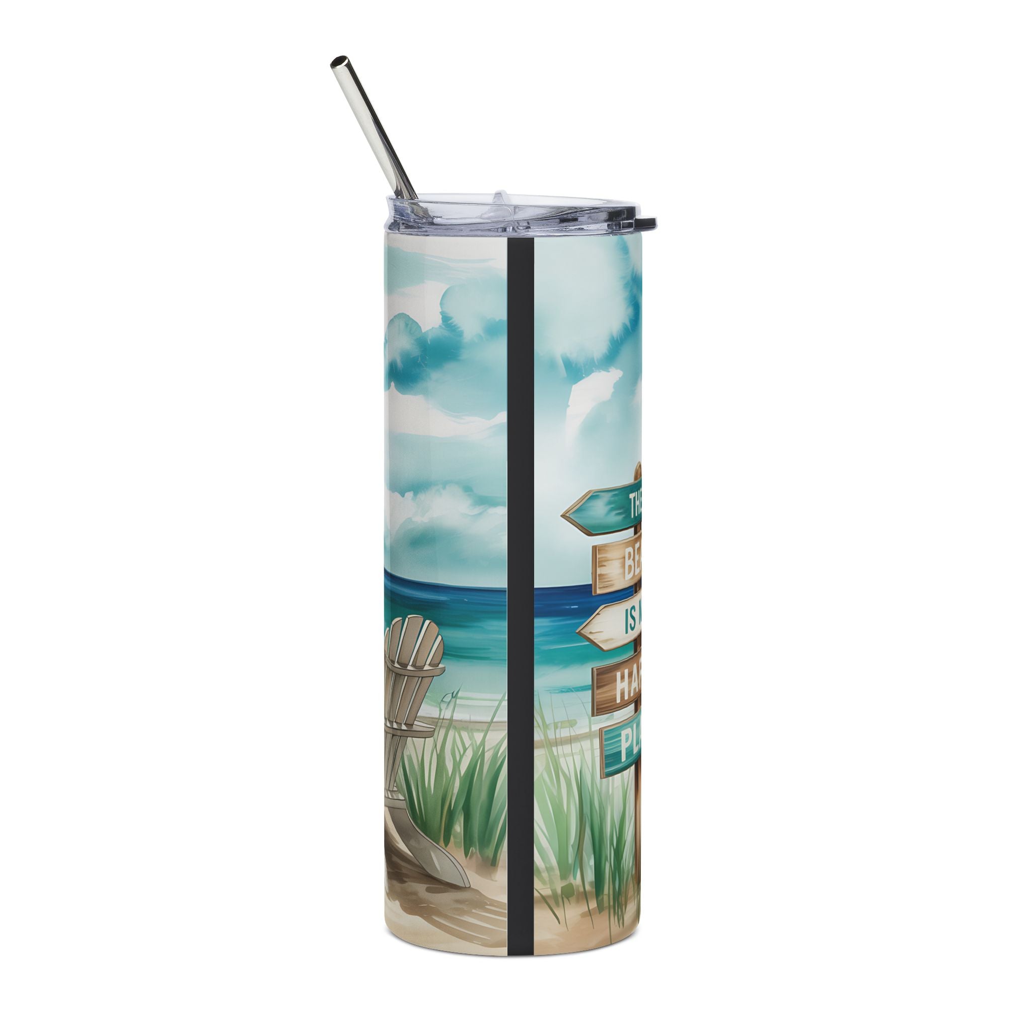 Beach Quote Stainless Steel Tumbler – “A Day at the Beach Restores the Soul” 20oz