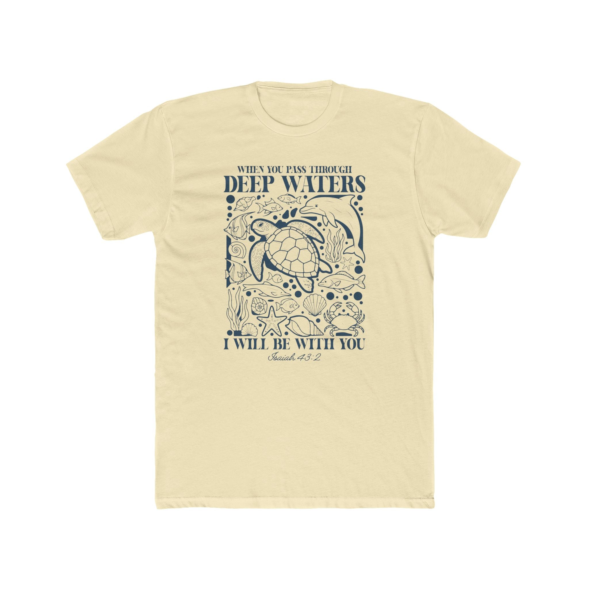 Deep Waters Sea Turtle T-Shirt — "When You Pass Through Deep Waters I Will Be With You" Inspirational Christian Tee