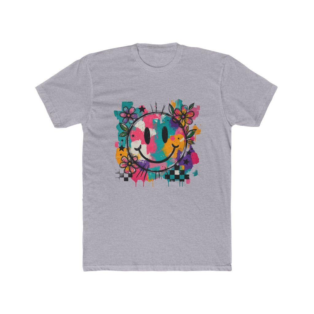 Colorful Smiley Flower Tee — Retro Graffiti Happy Face T-Shirt