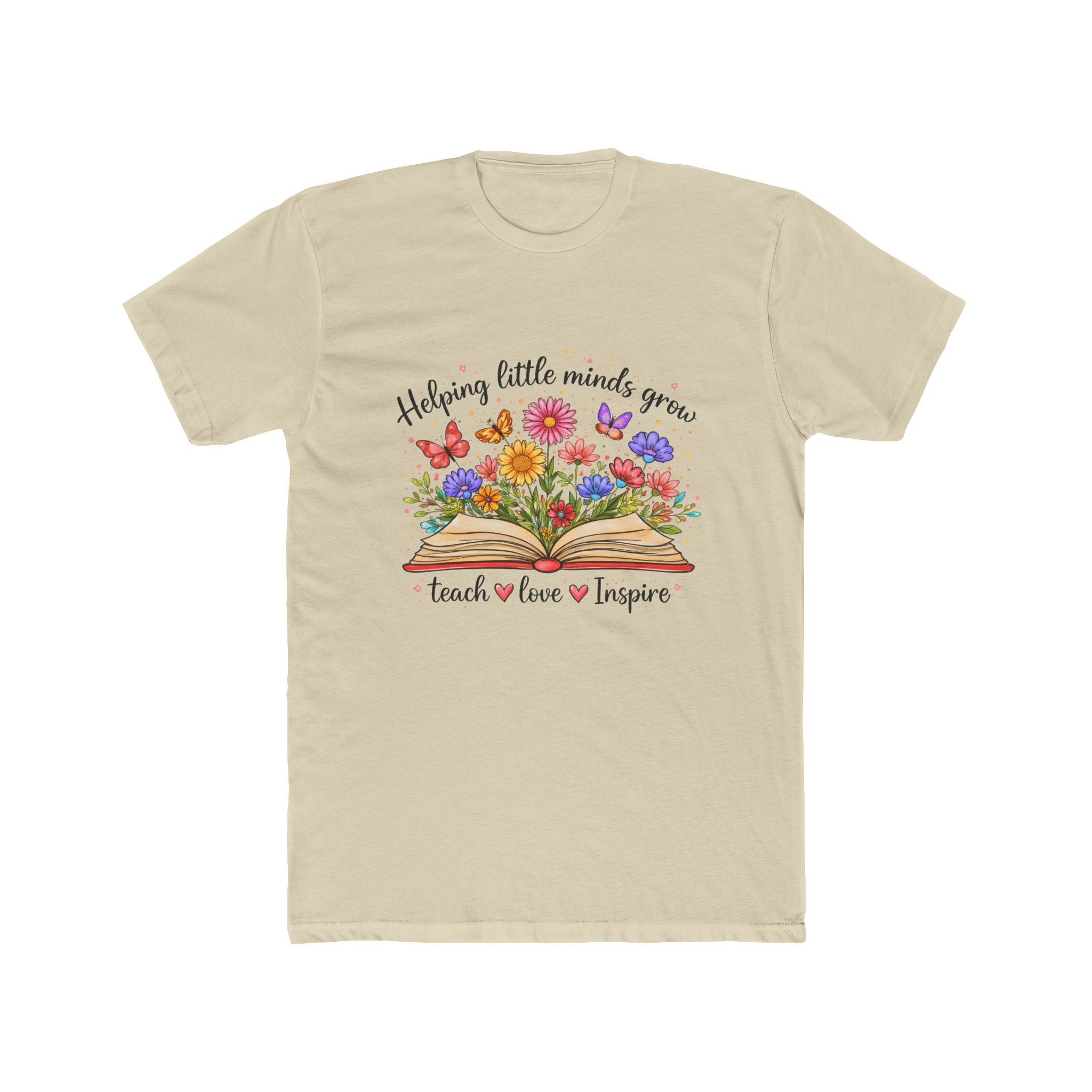 Teacher T-Shirt – "Helping Little Minds Grow" Floral Teach Love Inspire Tee