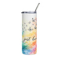 20oz Stainless Steel Tumbler — 'Just Breathe' Watercolor Butterfly & Dandelion Travel Cup