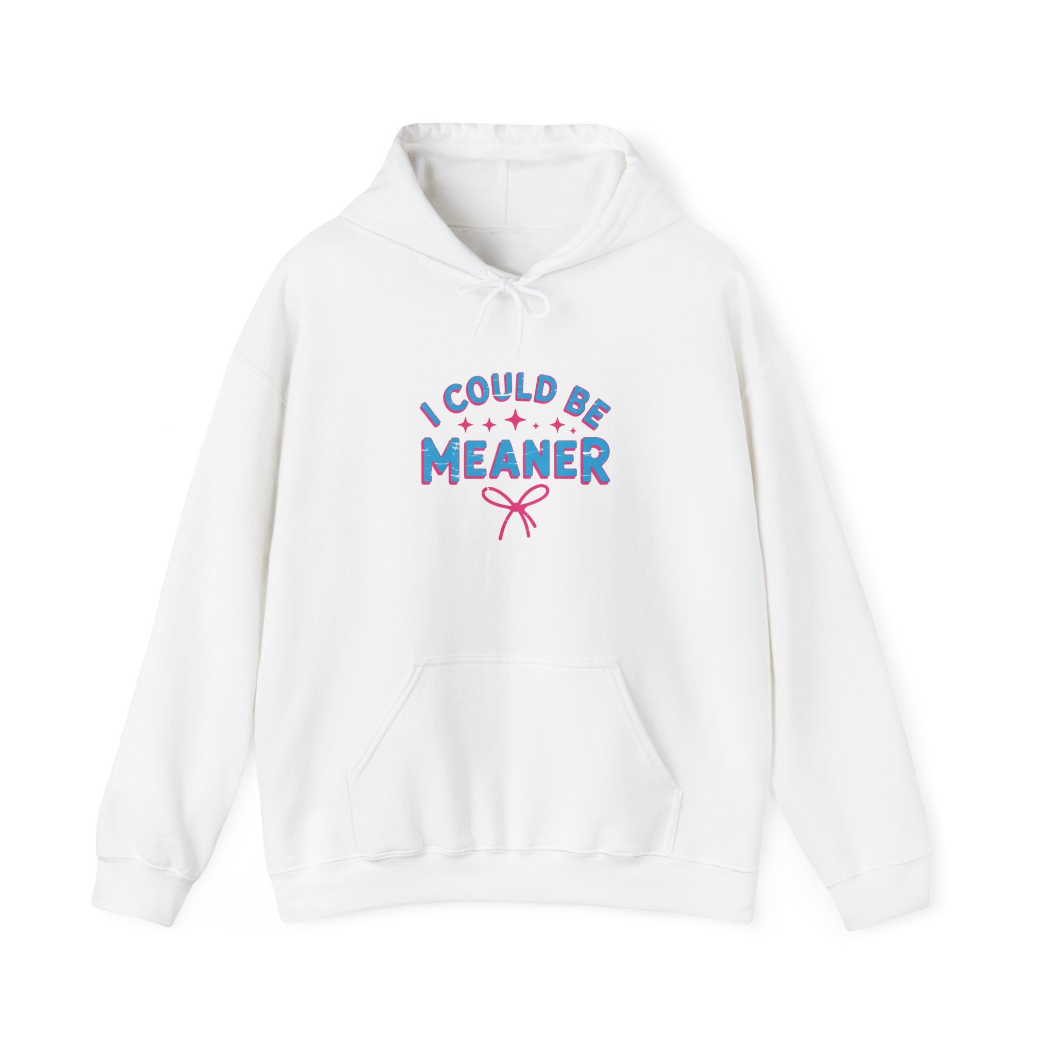 I Could Be Meaner Hoodie — Playful Pink & Blue Graphic Pullover
