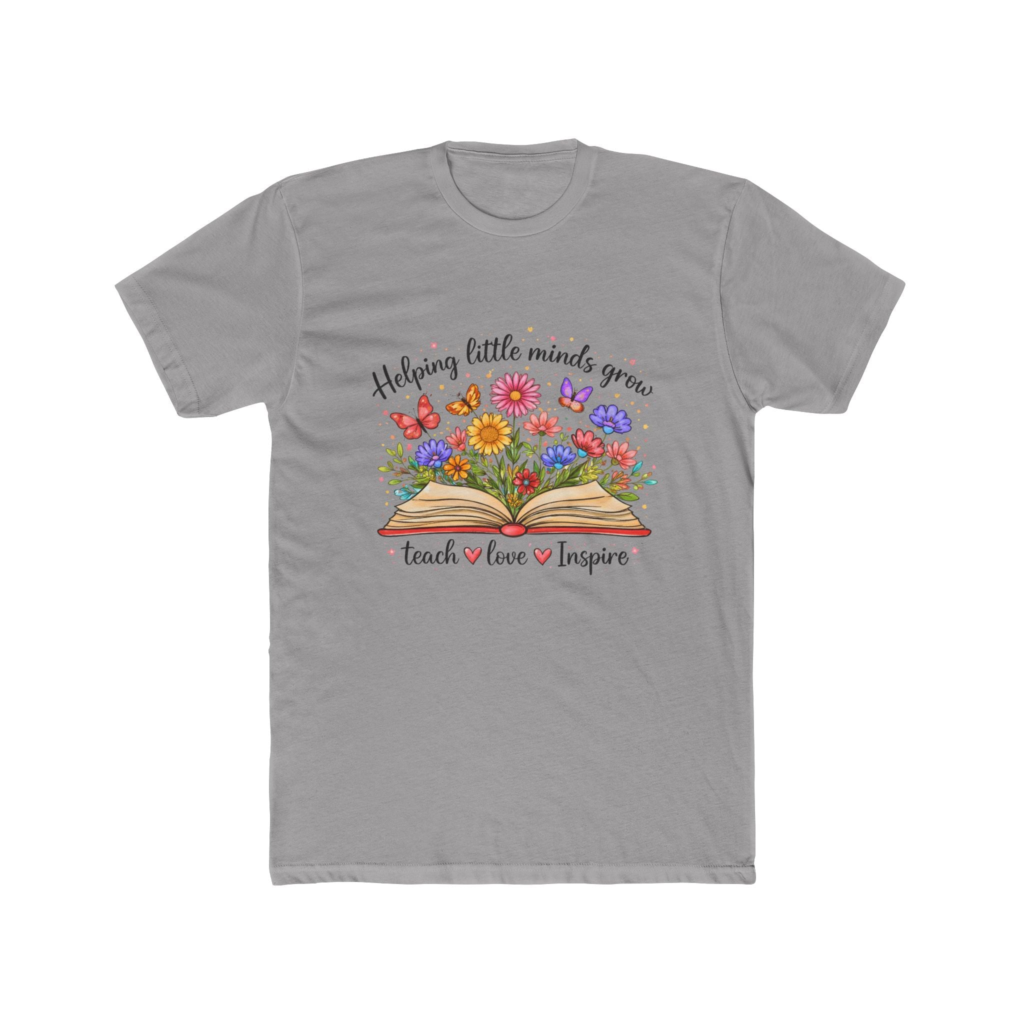 Teacher T-Shirt – "Helping Little Minds Grow" Floral Teach Love Inspire Tee
