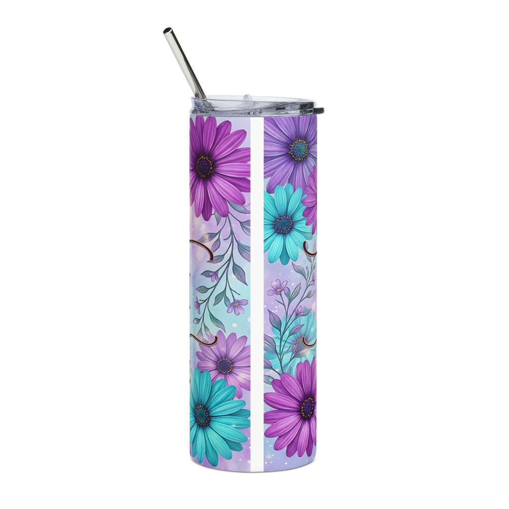 Faith Quote 20oz Stainless Tumbler — ‘I Will Walk By Faith’ Floral Travel Cup